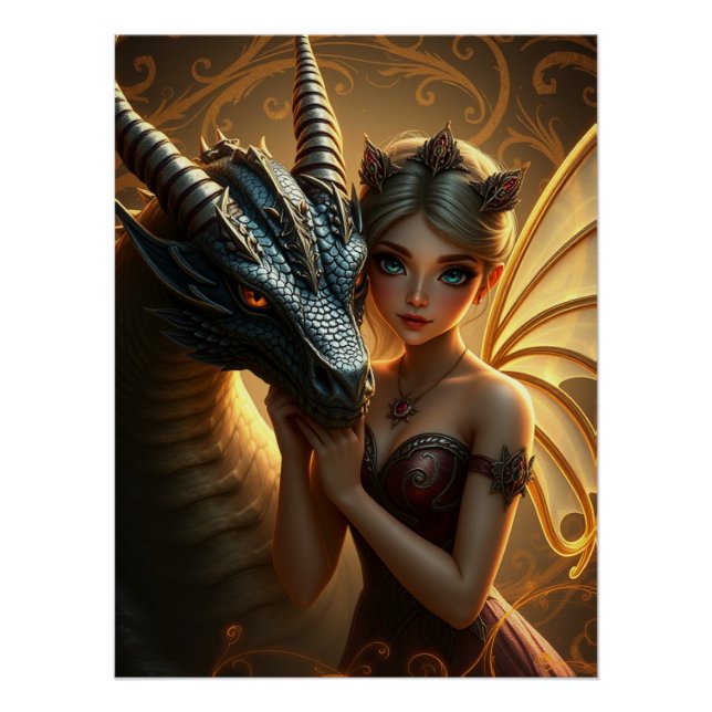 Mystical Dragon Fantasy Art  Poster (Front)