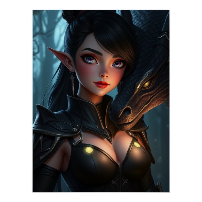 Mystical Dragon Fantasy Art  Poster (Front)