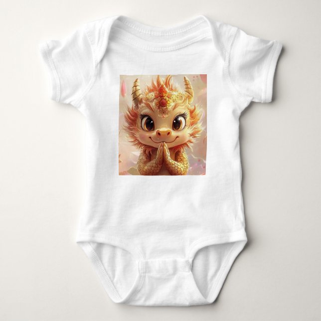 Mystical Dragon on Lotus - Baby Bodysuit (Front)