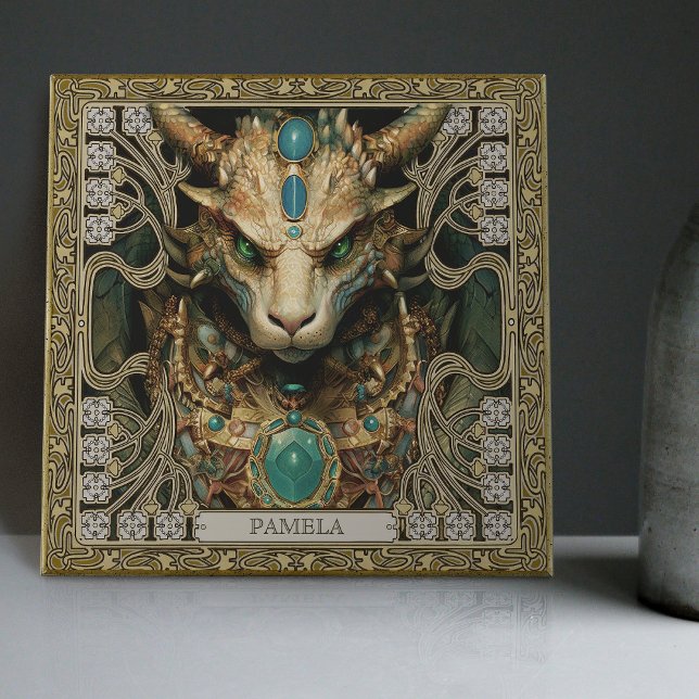 Mystical Dragon Spirit Altarpiece Personalised Tile (Creator Uploaded)