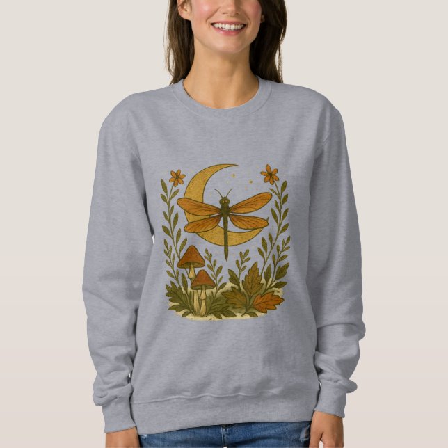 Mystical Dragonfly Moon Shirt – Celestial Woodland (Front)