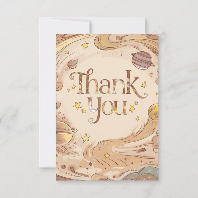 Mystical Dreamy Starry Celestial Thank You Card (Front)