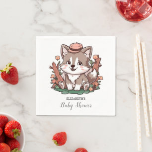 Mystical Dreamy Wolf Baby Shower Napkin