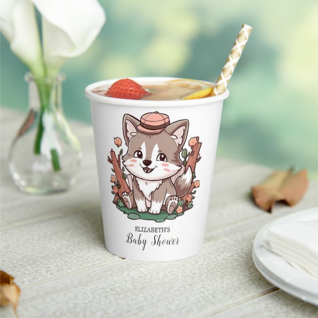 Mystical Dreamy Wolf Baby Shower Paper Cups (Insitu)