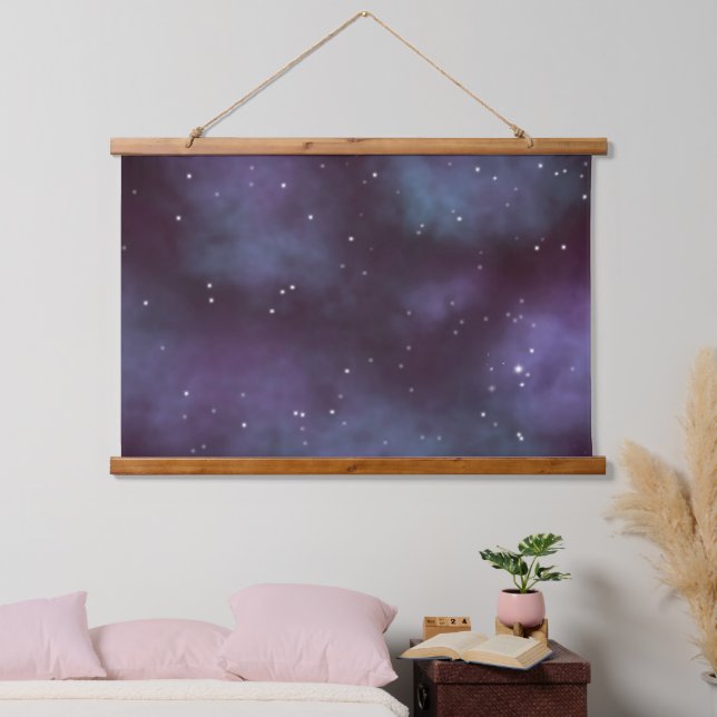 Mystical Dusty Violet Galaxy Hanging Tapestry (Bedroom)