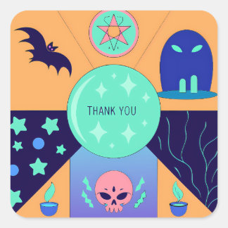Mystical Elements with a Thank You Message Square Sticker