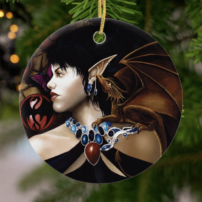 Mystical Elf Dragon Companion Butterfly Fantasy Ceramic Tree Decoration (Creator Uploaded)