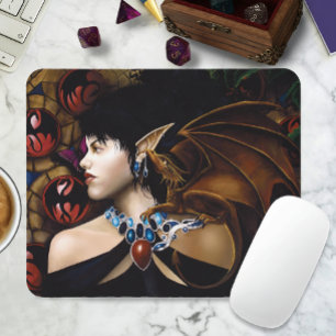 Mystical Elf Dragon Companion Butterfly Fantasy Mouse Pad