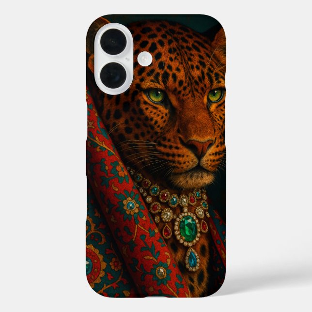 Mystical Emerald Jaguar Portrait with Embellished  Case-Mate iPhone Case (Back)
