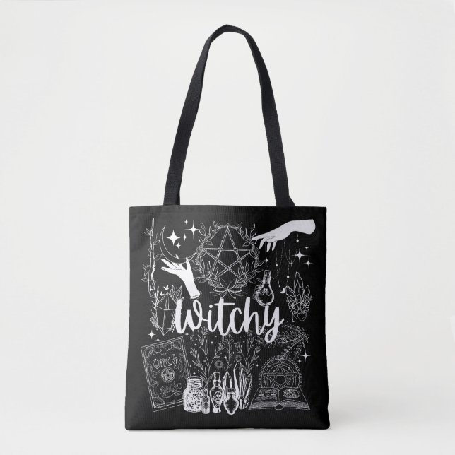 Mystical Enchantment: Witchy Design Delight Tote Bag (Front)