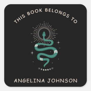 Mystical Esoteric Snake Magical Name Bookplate Square Sticker