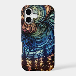 Mystical Ethereal Art with Trees and Night Sky