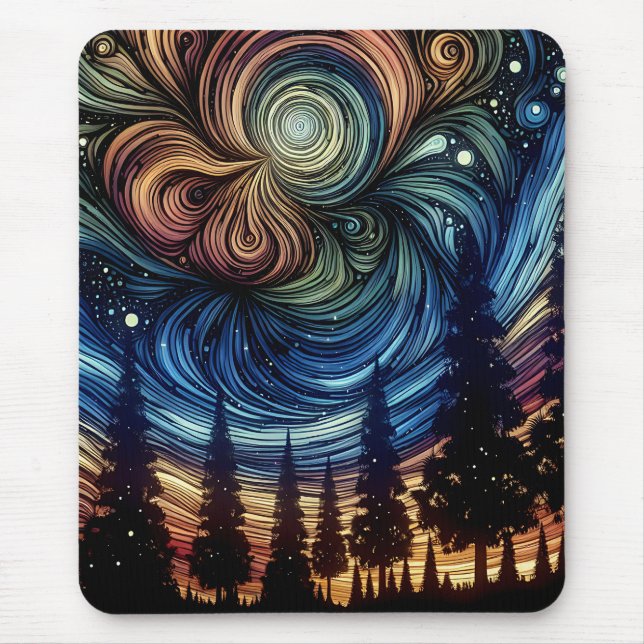 Mystical Ethereal Art with Trees and Night Sky  Mouse Pad (Front)