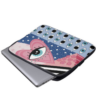 Mystical Evil Eye Heart Pop Art Retro Celestial Laptop Sleeve
