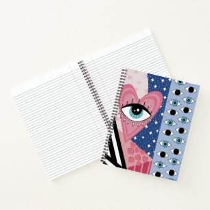 Mystical Evil Eye Heart Pop Art Retro Celestial Notebook