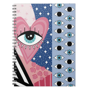 Mystical Evil Eye Heart Pop Art Retro Celestial Notebook