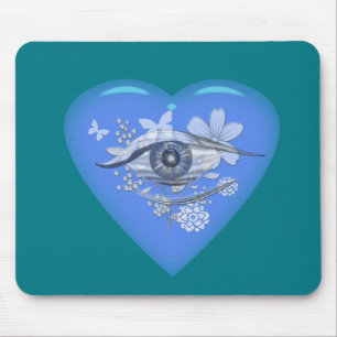 Mystical Eye Floral Heart Mouse Pad