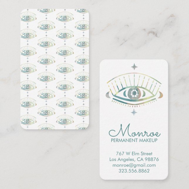 Mystical Eye Magical Boho Colourful Pastel Rainbow Business Card (Front/Back)