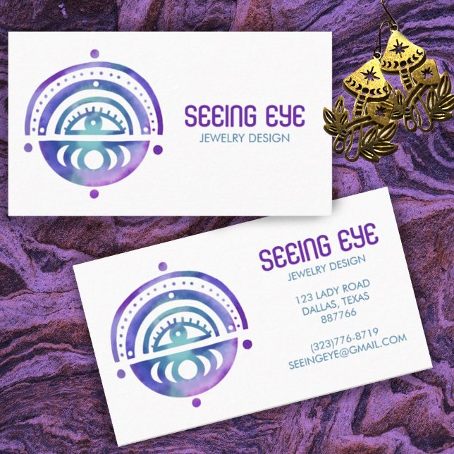 Mystical Eye Magical Elegant Boho Watercolor Business Card (Creator Uploaded)