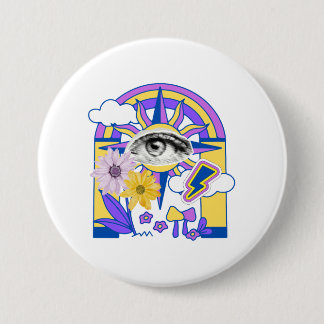 Mystical Eye Rainbow Arch Colourful Floral Boho 7.5 Cm Round Badge