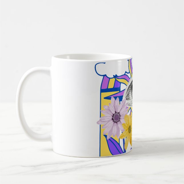 Mystical Eye Rainbow Arch Colourful Floral Boho Coffee Mug (Left)