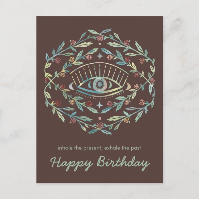 Mystical Eye Roses Inspirational Happy Birthday  Postcard (Front)
