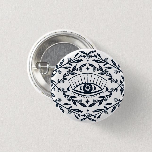 Mystical Eye Roses Vines Magical Boho  3 Cm Round Badge (Front & Back)