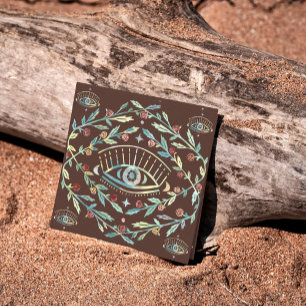 Mystical Eye Roses Vines Magical Boho Colourful Square Business Card