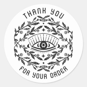 Mystical Eye Roses Vines Magical Order Thank You Classic Round Sticker