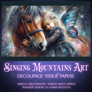 Mystical Fairy Girl and Horse Decoupage  Tissue Paper
