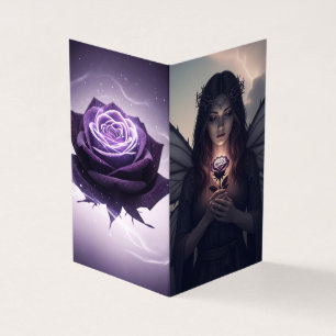 Mystical Fairy with Violet Rose Thank You Card