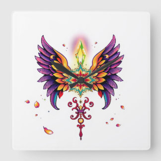 Mystical Fantasy Digital Art Square Wall Clock