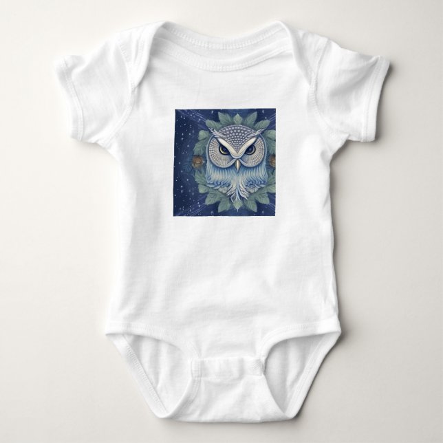 Mystical Fantasy Forest Owl Baby Bodysuit (Front)