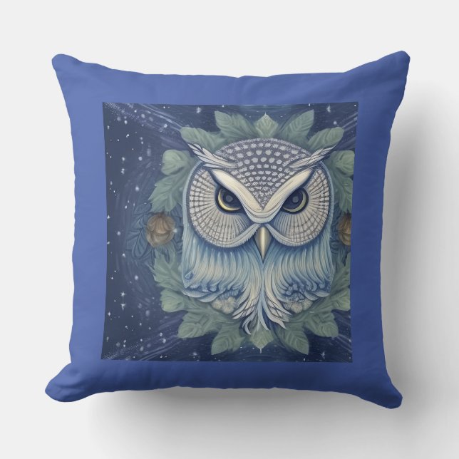 Mystical Fantasy Forest Owl Cushion (Front)