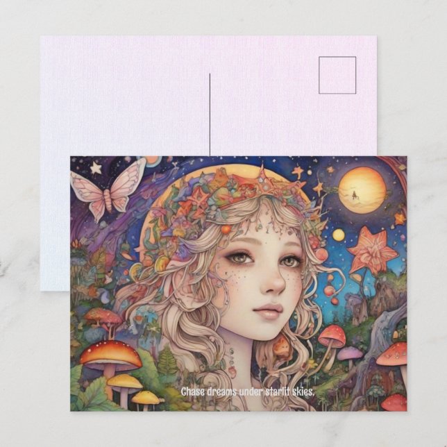 Mystical Fantasy Girl - Custom Magical Postcard (Front/Back)