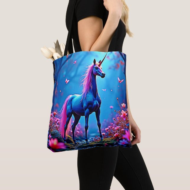 Mystical Fantasy Unicorn Art Tote Bag (Close Up)