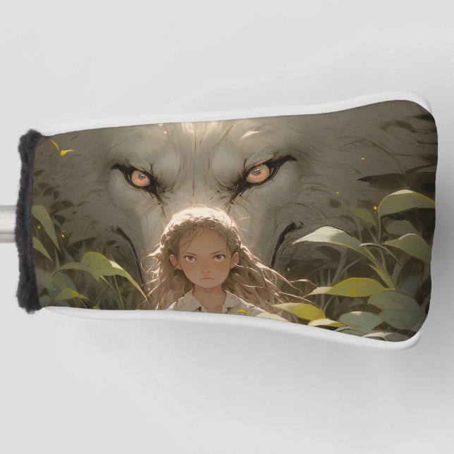 Mystical Fantasy Wolf Guardian Anime Golf Head Cover (Front)
