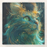 Mystical Feline Glass Coaster<br><div class="desc">Infuse your gatherings with a touch of cosmic elegance with our 'Mystical Feline' glass coasters. These exquisite coasters, featuring the ethereal image of a mystical cat set against a starry sky, not only protect your surfaces but also add an element of otherworldly charm to your decor. Ideal for cat lovers...</div>