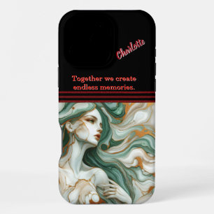 Mystical figure in green waves iPhone 16 pro max case
