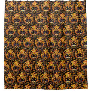 Mystical Fire Cat Mandala Design Shower Curtain