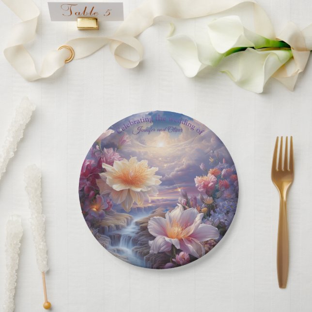 Mystical Flowers of the Supernatural Realm Paper Plate (Wedding)