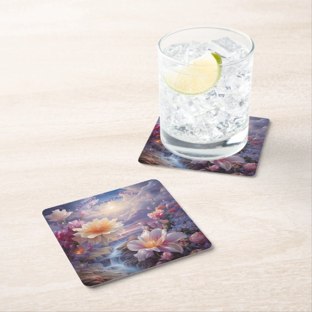 Mystical Flowers of the Supernatural Realm Square Paper Coaster (Insitu)