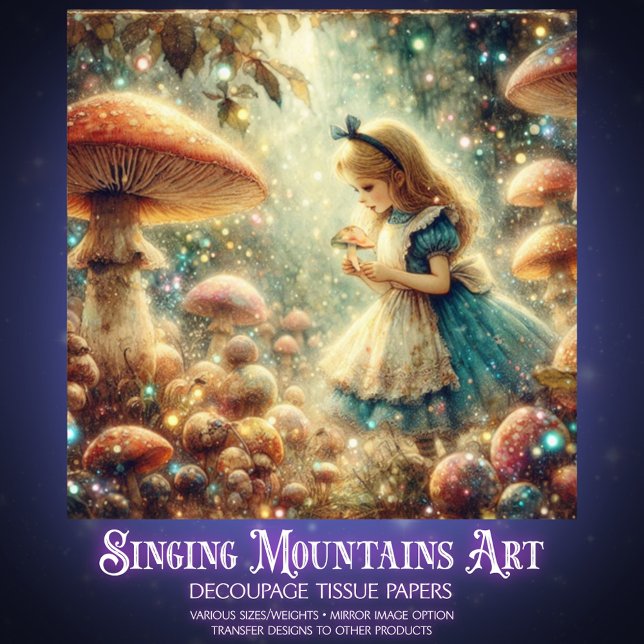 Mystical Forest Alice and Mushrooms Decoupage Tissue Paper (Creator Uploaded)