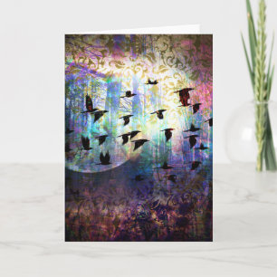 Mystical Forest and Raven Moon Greeting Card