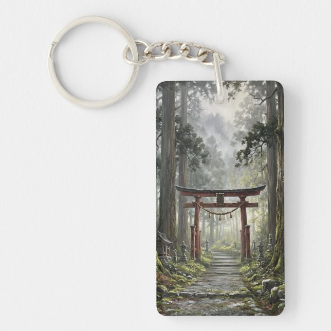 Mystical forest and torii gate that symbolizes it key ring (Front)
