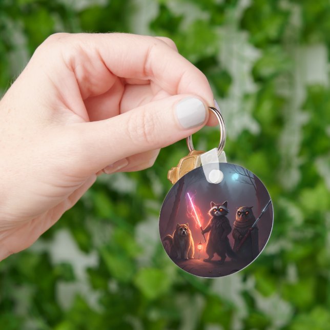 Mystical Forest Battle Animals Art Key Ring (Hand)
