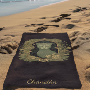 Mystical Forest Cat - Personalized Woodland Beach Towel
