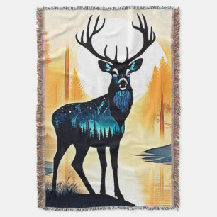 Mystical Forest Deer Throw Blanket