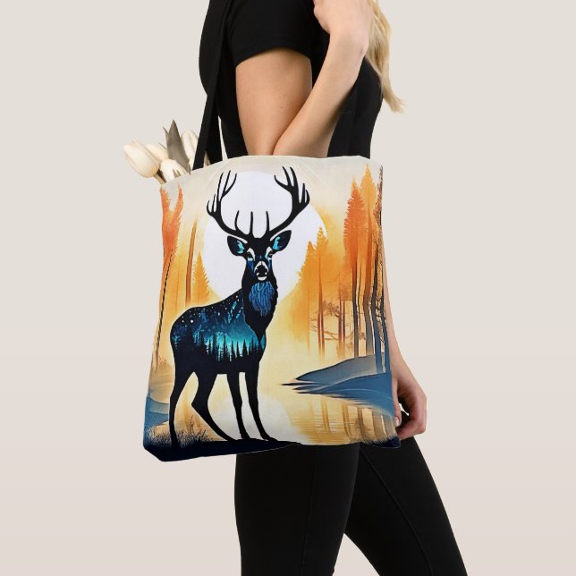 Mystical Forest Deer Tote Bag (Close Up)