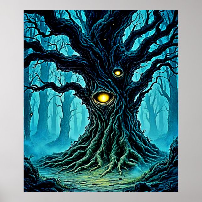 Mystical Forest Eye Tree Art Poster (Front)